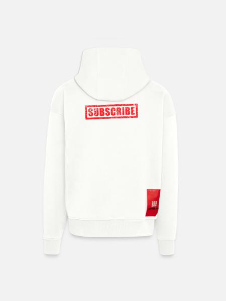 subscribe grunge stamp - Zip Hoodie - made by SPREAD - OFF WHITE