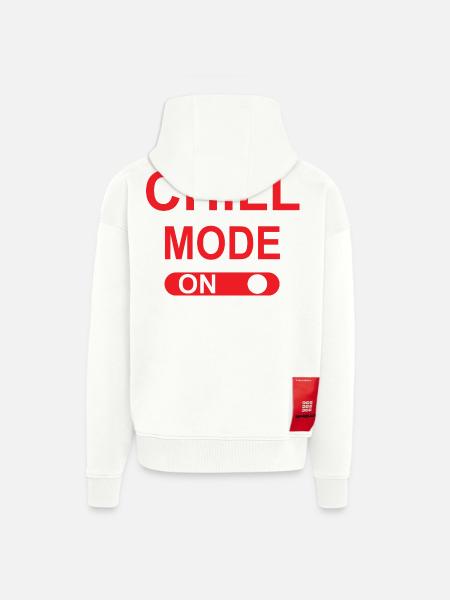 Chill mode ON - Veste à capuche bio épaisse oversize fabriqué en UE - OFF WHITE