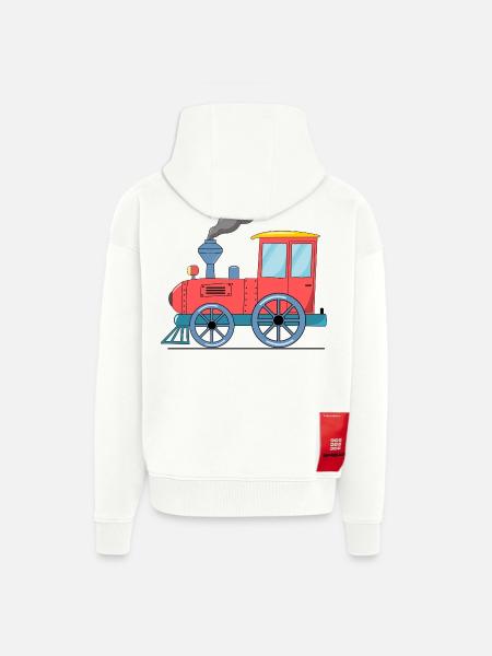 Children's train railway pink - Zip Hoodie - made by SPREAD - OFF WHITE
