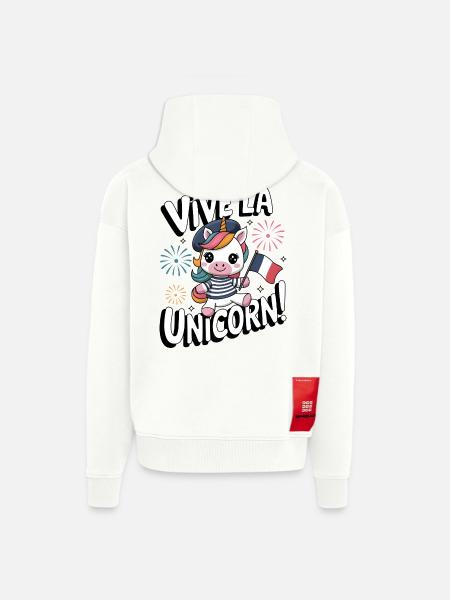 Vive La Licorne ! - Veste à capuche bio épaisse oversize fabriqué en UE - OFF WHITE