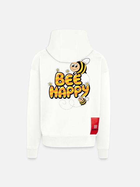 Bee Happy - Zip Hoodie - made by SPREAD - OFF WHITE