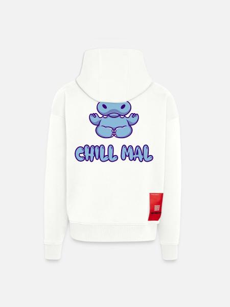 Chill Mal Hippo Meditation - Zip Hoodie - made by SPREAD - OFF WHITE