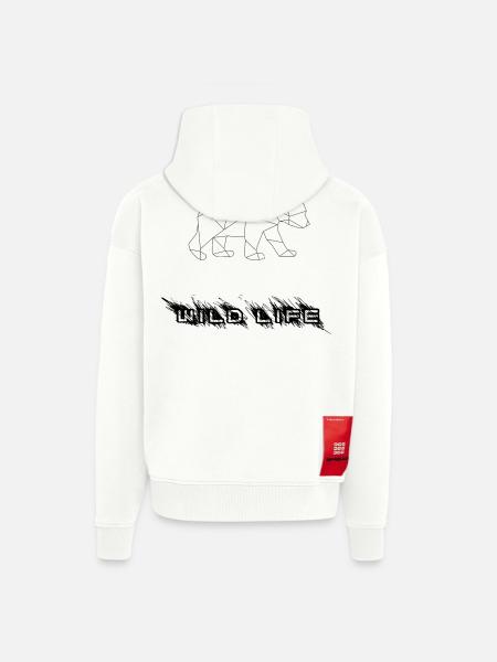 Geometrischer Bär - Zip Hoodie - made by SPREAD - OFF WHITE