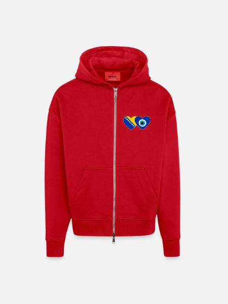 Bosnien Nazarperle Flagge - Zip Hoodie - made by SPREAD - Rot