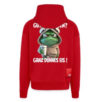 Morgenfrosch im Hoodie mit Kaffee - Zip Hoodie - made by SPREAD - Rot - Hinten