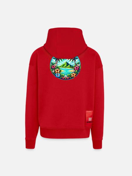 Caribbean Island Logo - Zip Hoodie - made by SPREAD - red