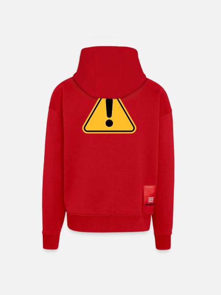 Warning sign / Exclamation point - Zip Hoodie - made by SPREAD - red