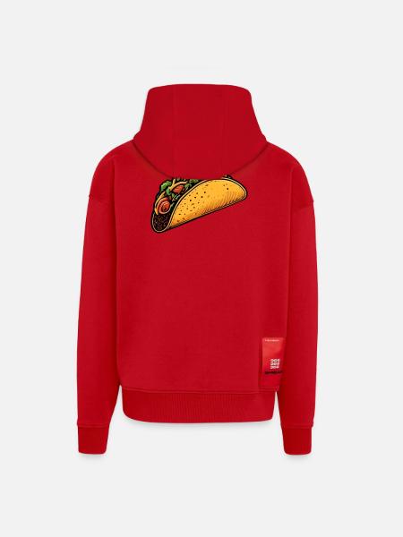 Tacos - Veste à capuche bio épaisse oversize fabriqué en UE - rouge