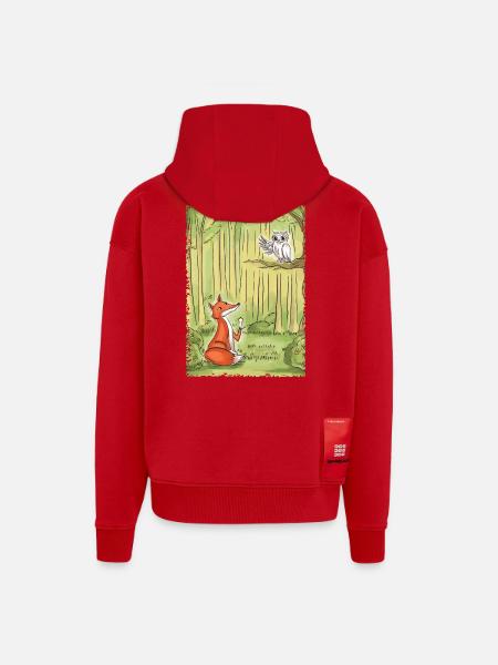 Waldgespräch: Fuchs und Eule - Zip Hoodie - made by SPREAD - Rot
