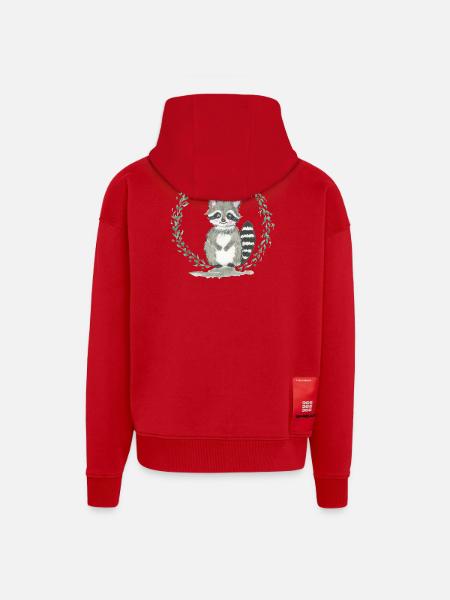 racoon - Zip Hoodie - made by SPREAD - red