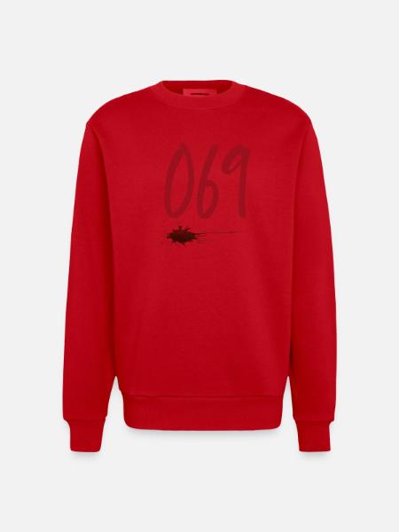 Postal Code Frankfurt 069 - Heavyweight Oversized Organic Crew Neck Made in EU - red