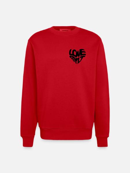 LOVE SYLT HERZ - Heavyweight Oversized Organic Crew Neck Made in EU - Rot