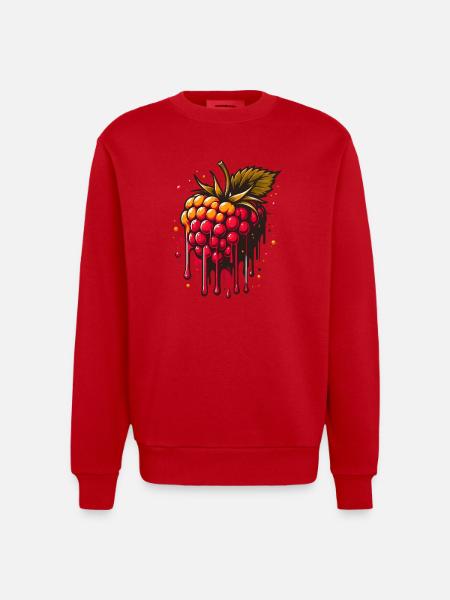 Two-tone dripping raspberry - Heavyweight Oversized Organic Crew Neck Made in EU - red