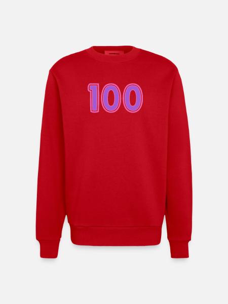 100. 100 YEARS. 100th ANNIVERSARY - Heavyweight Oversized Organic Crew Neck Made in EU - red