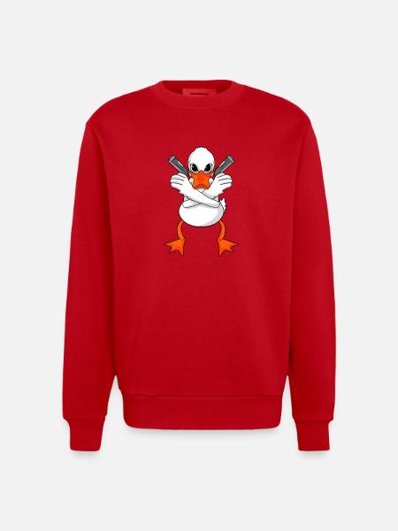 Duck with gun - Heavyweight Oversized Organic Crew Neck Made in EU - red