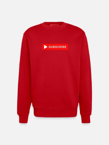 Subscribe Button Click Icon Design - Heavyweight Oversized Organic Crew Neck Made in EU - red