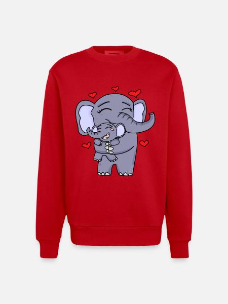Elephant family cute - Heavyweight Oversized Organic Crew Neck Made in EU - red