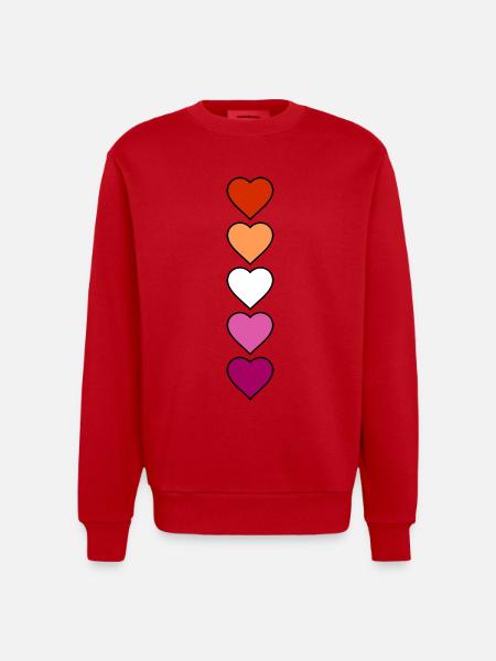 Lesbian Lesbian Hearts - Heavyweight Oversized Organic Crew Neck Made in EU - red