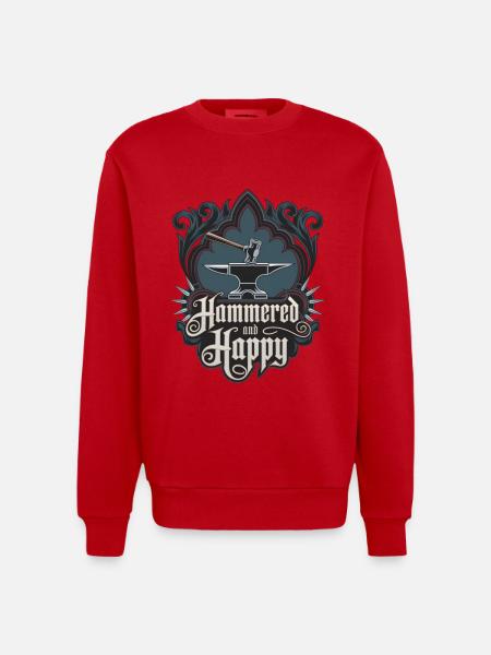 Martelé et heureux - Sweat bio épais oversize fabriqué en UE - rouge