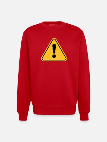 Warning sign / Exclamation point - Heavyweight Oversized Organic Crew Neck Made in EU - red