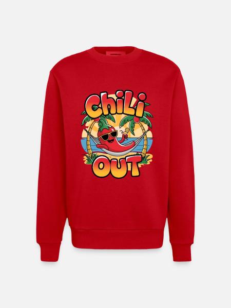 Chili Out - Heavyweight Oversized Organic Crew Neck Made in EU - red