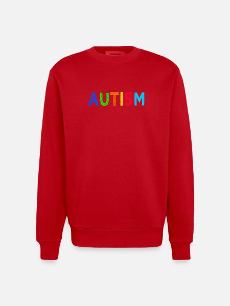 Arc-en-Ciel Autisme: Message d’Espoir - Sweat bio épais oversize fabriqué en UE - rouge