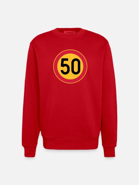 50 Limit / Tempolimit - Heavyweight Oversized Organic Crew Neck Made in EU - Rot