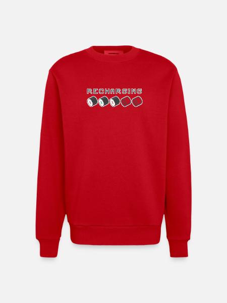 Recharging Pixel Sushi - Heavyweight Oversized Organic Crew Neck Made in EU - red