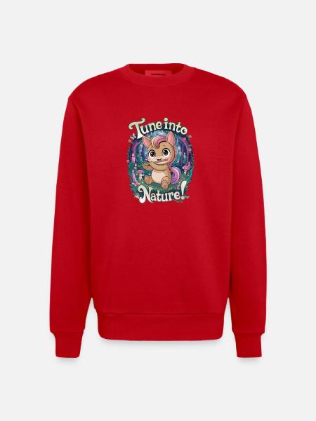 Tune Into Nature! - Heavyweight Oversized Organic Crew Neck Made in EU - red