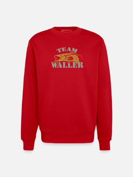 Team Waller - Wels fischen - Heavyweight Oversized Organic Crew Neck Made in EU - Rot