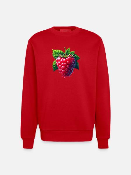 Runny leafy raspberry - Heavyweight Oversized Organic Crew Neck Made in EU - red