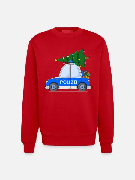 Police Car Christmas - Heavyweight Oversized Organic Crew Neck Made in EU - red