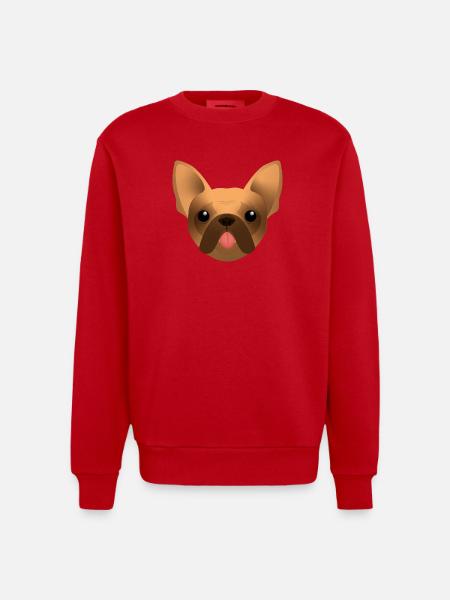 Bouledogue Français - Frenchie - Bully - Langue - Sweat bio épais oversize fabriqué en UE - rouge