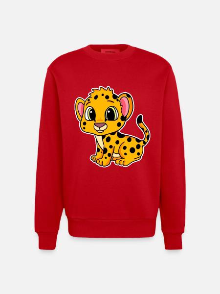 Bébé guépard - Sweat bio épais oversize fabriqué en UE - rouge