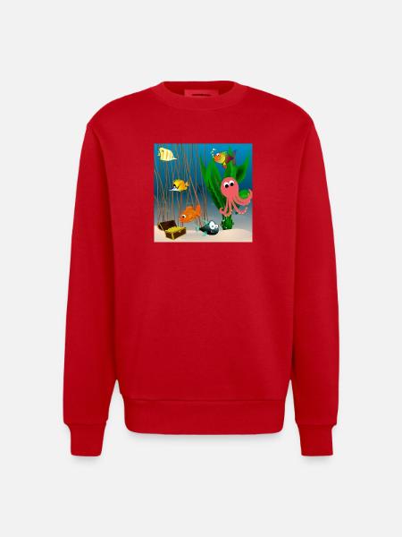 Marine life - Heavyweight Oversized Organic Crew Neck Made in EU - red