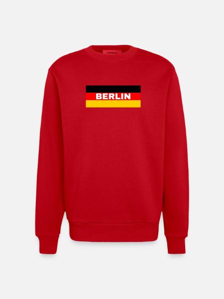 Berlin City in German Flag - Heavyweight Oversized Organic Crew Neck Made in EU - red