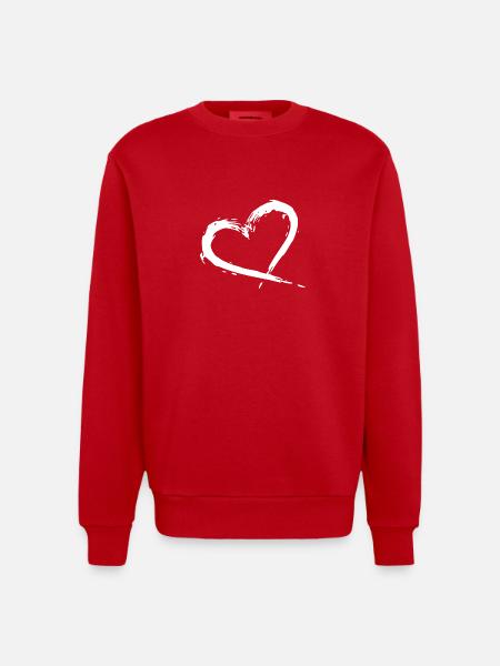 herz - Heavyweight Oversized Organic Crew Neck Made in EU - Rot