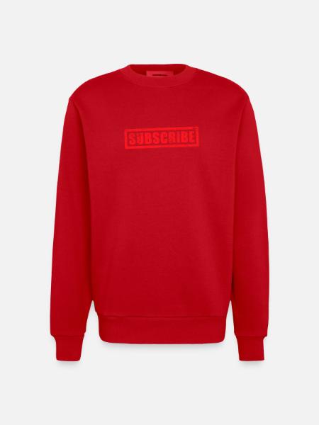 subscribe grunge stamp - Heavyweight Oversized Organic Crew Neck Made in EU - red