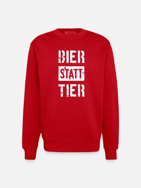 BIER STATT TIER - Heavyweight Oversized Organic Crew Neck Made in EU - Rot