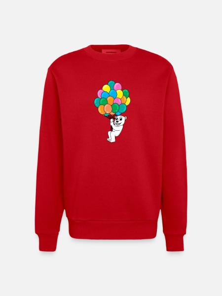 Polar bear balloon - Heavyweight Oversized Organic Crew Neck Made in EU - red