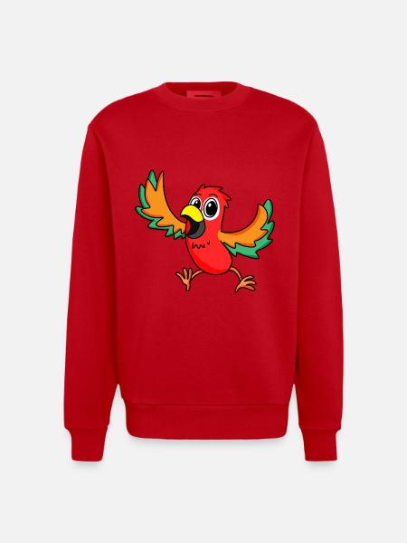 perroquet - Sweat bio épais oversize fabriqué en UE - rouge