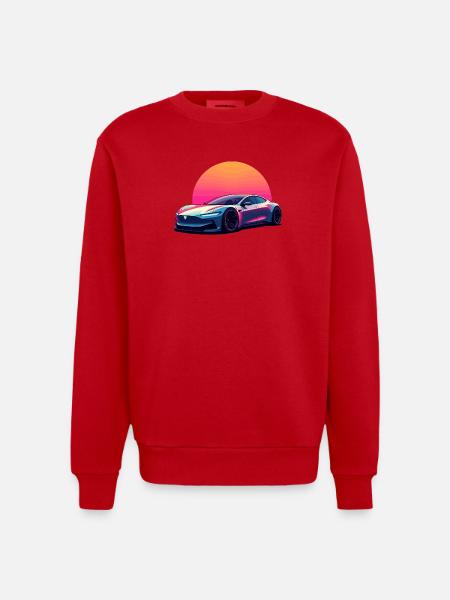 Electric Wave - Heavyweight Oversized Organic Crew Neck Made in EU - red