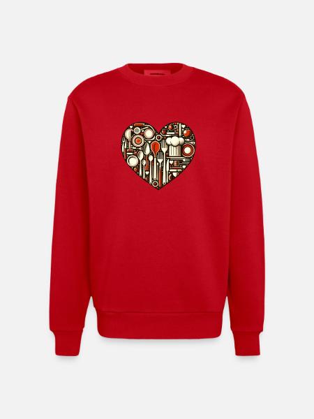 Küchenliebe Herz - Heavyweight Oversized Organic Crew Neck Made in EU - Rot