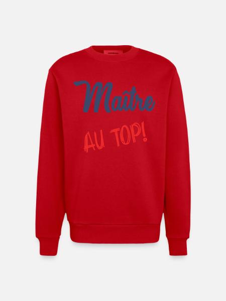MASTER AT THE TOP - Heavyweight Oversized Organic Crew Neck Made in EU - red