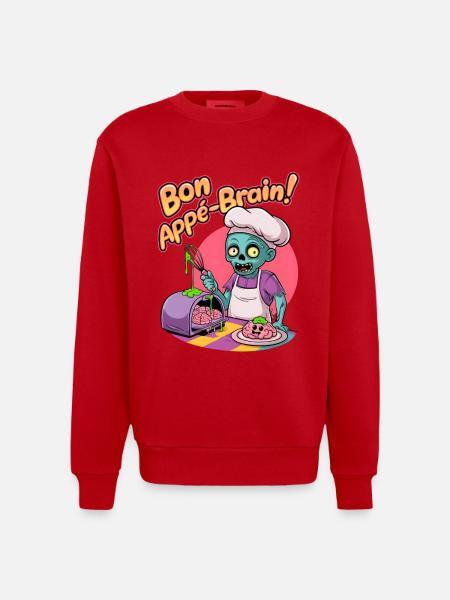 Bon Appé-brain! - Heavyweight Oversized Organic Crew Neck Made in EU - red