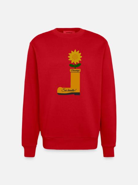 Flower Boots - Heavyweight Oversized Organic Crew Neck Made in EU - red