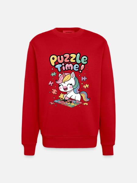Puzzle Time! - Heavyweight Oversized Organic Crew Neck Made in EU - red