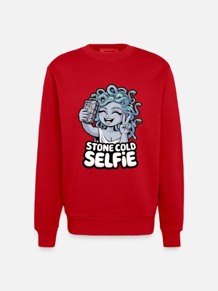Stone Cold Selfie - Heavyweight Oversized Organic Crew Neck Made in EU - red