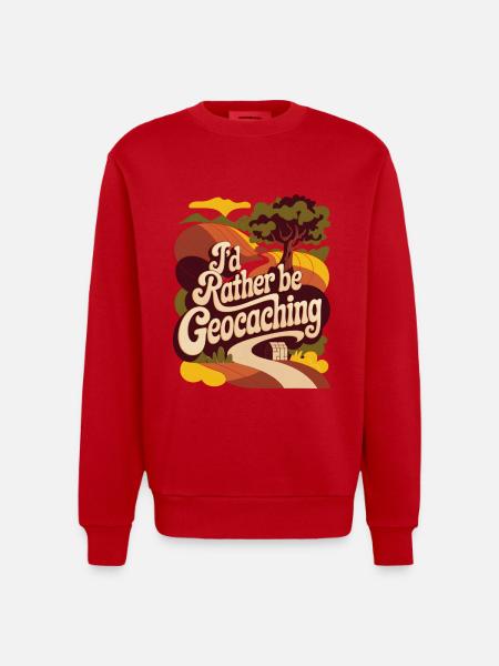 I'd Rather Be Geocaching - Heavyweight Oversized Organic Crew Neck Made in EU - red