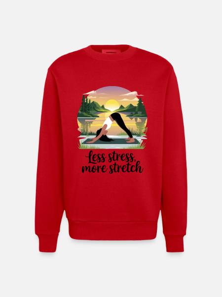 Less Stress, More Stretch - Heavyweight Oversized Organic Crew Neck Made in EU - red